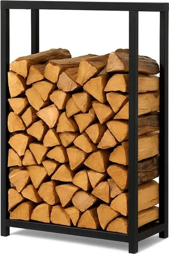 Vorel Kaminholzregal aus pulverbeschichtetem Stahl, 100×25×100 cm - Stylisches Kaminholzregal aus robustem Stahl für bis zu 130 kg Brennholz. Platzsparendes Design mit optimaler Luftzirkulation – ideal für jeden Wohnbereich.