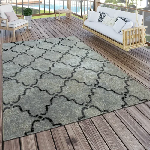 In- & Outdoor Teppich Modern Vintage Design Terrassen Teppich Grau Grösse 80x150 cm