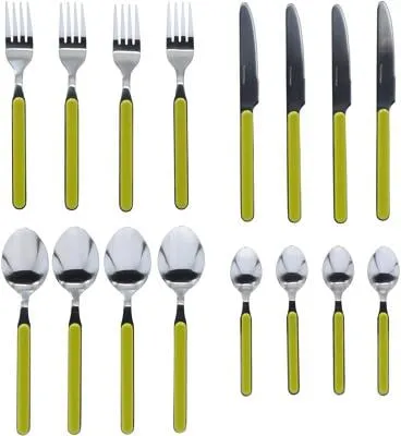 Brunner Besteckset grün - 16-teiliges Besteckset aus rostfreiem Edelstahl mit ergonomischen Kunststoffgriffen, perfekt für stilvolles Essen und einfache Handhabung.