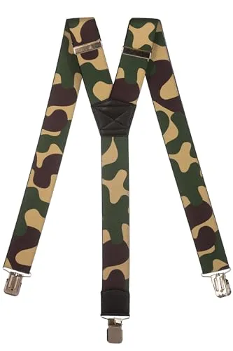 Olata Hosenträger extra starken mit 3 Clips Y-Form, Gedruckt Design - 4cm. Camoflauge C