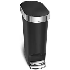 Simplehuman Mülleimer CW1390, 40 Liter, schwarz - Küchenabfalleimer mit patentierter lid shox-Technologie für leises Schließen und robuster Trittfunktion für einfache Müllentsorgung.