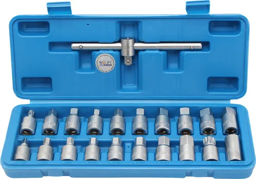 CCLIFE Steckschlüssel Set 21-teilig - Steckschlüssel für vielseitige Anwendungen, kompatibel mit VW, Audi, BMW und mehr. Ideal für Heimwerker und Profis, ermöglicht schnelles und präzises Arbeiten.