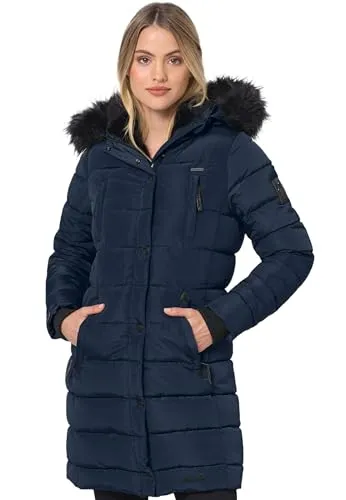 Navahoo Winterjacke Damen - Wasserabweisend und Warm mit Kapuze - Funktionsjacke mit 7 Taschen, kuscheligem Teddyfell und winddichtem Design für optimalen Komfort bei kaltem Wetter.