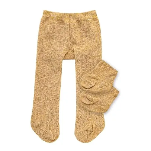 Heless 4761 - Strumpfhose mit Söckchen für Puppen, gold, Größe 28 - 35 cm