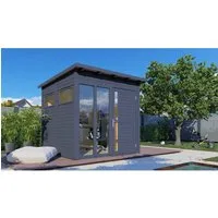 Gartenhaus Holz Gartenbüro Pentus 2 Office anthrazit - Modernes Gartenhaus als Büro, ideal für Homeoffice oder kreative Projekte, aus hochwertigem Holz gefertigt, einfach zu montieren.
