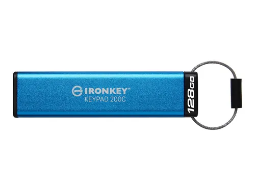 Kingston Ironkey 200C - 128GB USB-Stick - USB-Stick mit 128 GB, USB 3.2 Gen 1, blitzschnelle Übertragung bis zu 280MB/s, 256-Bit AES-Verschlüsselung für maximale Datensicherheit, ideal für sensible Daten.