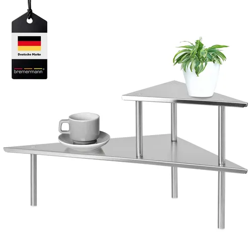 bremermann Küchen-Eckregal: Praktisches Gewürzregal - Gewürzregale für die Küche, ideal für ungenutzte Ecken, große Ablagefläche und elegante Kombination aus lackiertem Metall und Edelstahl.