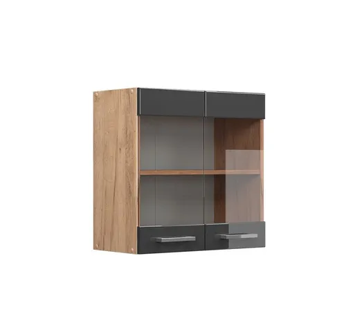 Vicco Glashängeschrank R-Line, Anthrazit Hochglanz/Goldkraft Eiche, 60 cm