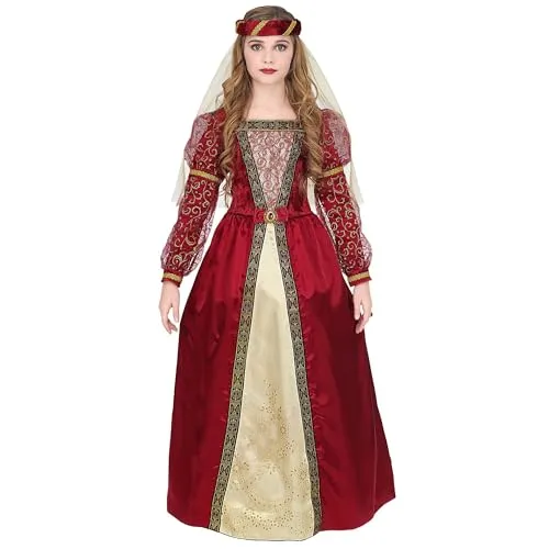 W WIDMANN MILANO Kinderkostüm Mittelalter Prinzessin - Kostüm für Kinder, inklusive Kleid mit Unterrock, Reifrock und Kopfschmuck mit Schleier, ideal für Karneval und Mottopartys. Erhältlich in Größe 158 cm.