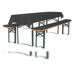 TexDeko Bierbankauflage gepolstert 220x25x2cm  3TLG Set Blickdicht mit Tischdecke 250x100cm (universal), Anthrazit Wasser- & schmutzabweisend