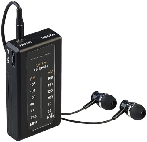 VR-Radio Taschenradio: Mobiles Mini-FM/AM-Transistorradio mit Ohrhörern, extralange Laufzeit (UKW Radio, Mini Taschenradio, Lautsprecher)