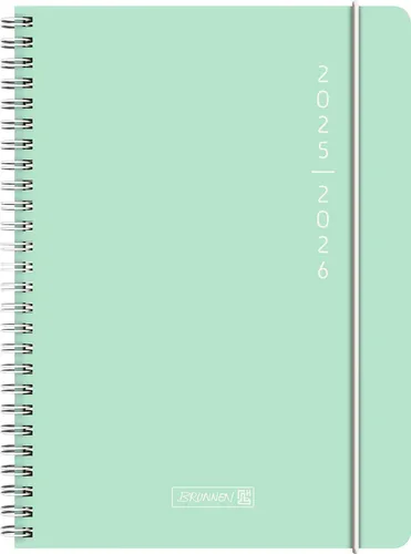 BRUNNEN Schülerkalender (2025/2026) Plain Mint , 2 Seiten = 1 Woche, A5, 208...