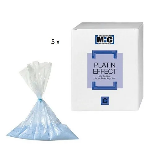 Comair M:C Platin Effect Blondierpulver 5 x 400 g - Blondierpulver für starke Aufhellung um bis zu 7 Töne, staubfrei und mit Platin-Effekt für intensivere Ergebnisse, ideal für Friseure und kreative Farbänderungen.