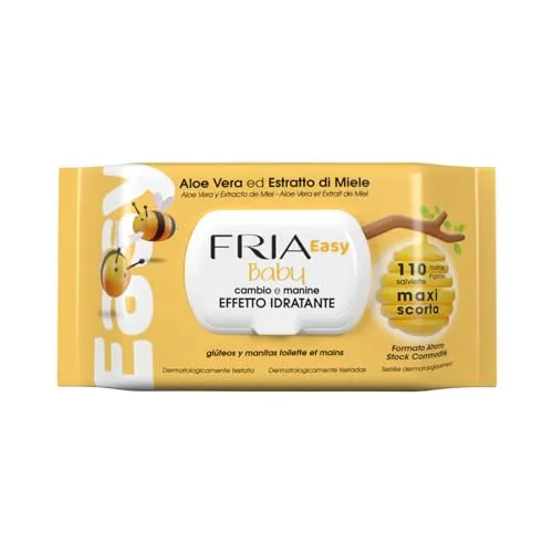 Fria Easy Baby Windelwechseltücher, mit Aloe Vera und Honigextrakt mit hautbefeuchtender Wirkung, dermatologisch getestet, Packung mit 110 Tüchern