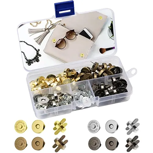 14mm/0.6in Magnetknöpfe 40 Stücke Magnetische Knöpfe 4 Farben Magnetverschluss Nähen Handwork für Geldtasche Handtaschen Mäntel Windbreaker Rucksack