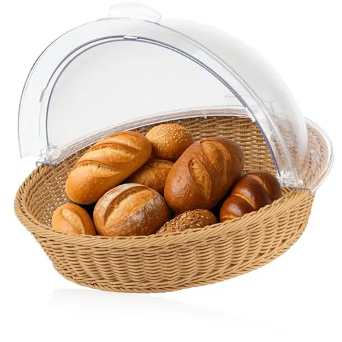 Mahlzeit Rattan Brotkorb mit Deckel – Rund, 42 x 39 x 29 cm von Mahlzeit