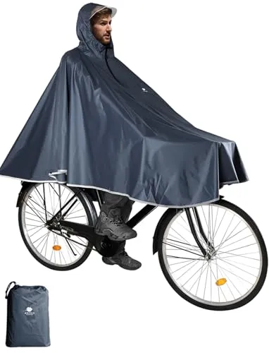 Anyoo Wasserdichter Radfahren Regen Poncho - Leichte Regenjacke mit Kapuze - Jacken, Mäntel & Westen - Robuster, wasserdichter Poncho mit reflektierenden Kanten für optimale Sichtbarkeit und Sicherheit beim Radfahren, kompakt faltbar für einfache Mitnahme.