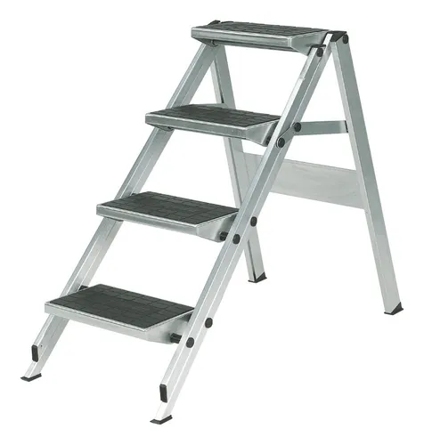 Hymer Klapptritt 606002 - Aluminium Klapptreppe mit 2 Stufen - Leitern mit 150 kg Tragkraft und 2,45 m Arbeitshöhe. Ideal für sicheres Arbeiten dank extra großen, rutschfesten Stufen und platzsparendem Design.