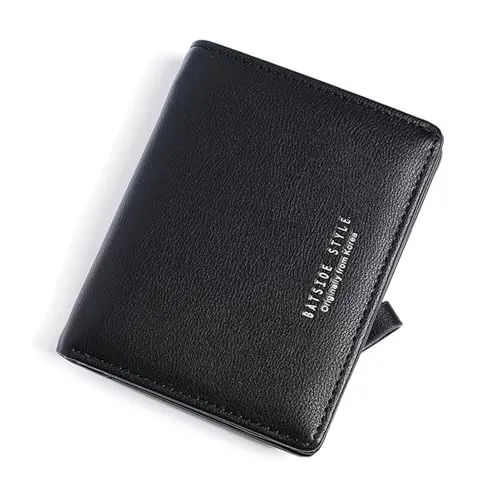 Skyearman Geldbörse für Damen, Leder, klein, mit Reißverschluss, Geldbörse, Damen, schmal, kurz, Brieftaschen mit 7 Kartenfächern, Schwarz , 10cm * 8cm * 3cm, Modern