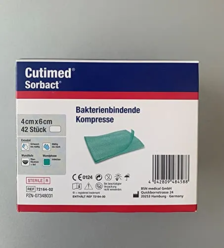 Cutimed Sorbact Kompressen 4x6 cm, 42 St - Kälte- & Wärmekompressen zur Behandlung von Schmerzen & Fieber, effektiv bei der Wundversorgung und zur Schmerzlinderung.