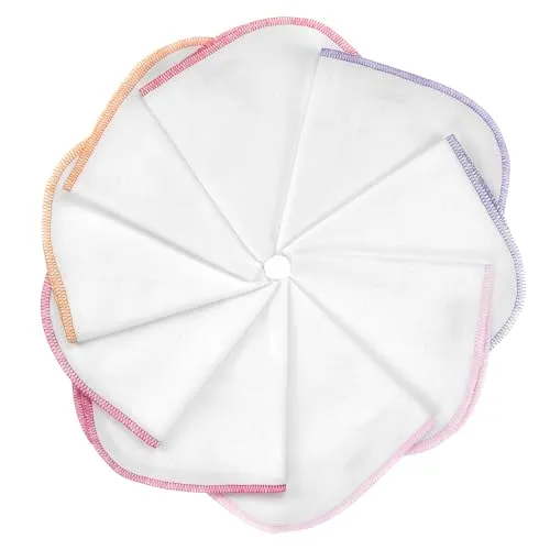 MAKIAN Molton Baby Waschlappen Set mit Schlaufe - 9 Stück Moltontücher aus 100% Baumwolle, 30x30 cm, weich & schadstoffgeprüft nach Oeko-TEX® Standard 100 geprüft, mit bunten Rand - Weiß Rosa