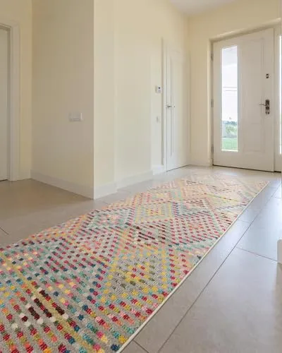 benuta Teppich Casa - Farbenfroher Retro Teppich für jeden Raum - Flachgewebe-Teppiche, strapazierfähig und pflegeleicht, ideal für lebendige Akzente in Wohnzimmer, Esszimmer, Schlafzimmer und Flur.