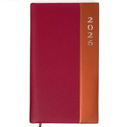 Taschenkalender 2026 A6 + Lang - Softtouch Oberfläche, 1 Woche 2 Seiten | Kompakter DIN A6 Kalender in Lang (10,5 x 17,8 cm) | Buchkalender 2026 a6 (Bordeaux-Rot)