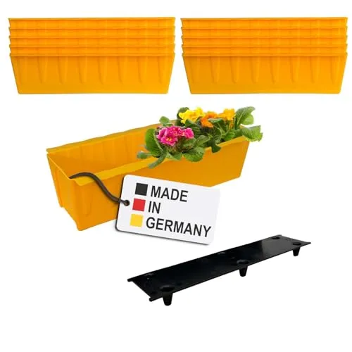 BURI 10 Euro-Paletten Blumenkästen-Einsätze inkl. Bewässerungsmatte | 37,3cm Gelb - Garten-Zubehör mit einzigartiger Bewässerungsmatte für optimale Feuchtigkeit und Schutz vor Wurzelfäule. Ideal für stilvolle Begrünung auf Europaletten.