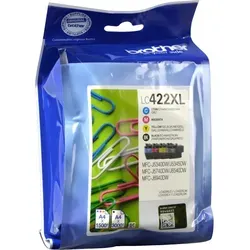 brother LC-422XLVAL - 4er-Set Druckerpatronen in schwarz, cyan, magenta, gelb, höchste Druckqualität für optimale Ergebnisse
