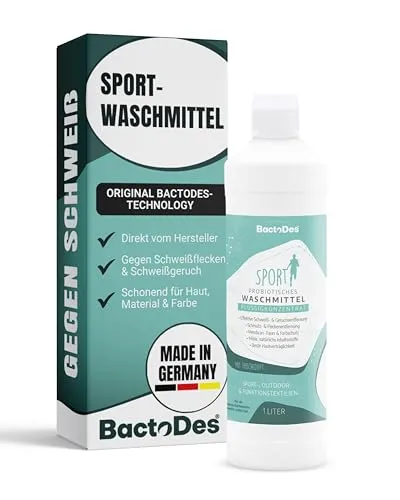 BactoDes - bWash Sportwaschmittel 1L flüssig für Sportbekleidung gegen Schweiß - Probiotisches Flüssigwaschmittel mit Frischeduft - Sportwaschmittel ideal für Outdoor-, Sport- & Funktionskleidung
