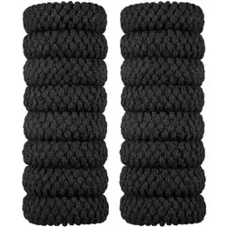 16er Set Nahtlose Dicke Baumwoll-Haargummis Schwarz - Ideale Haarbänder für einen perfekten Halt – die nahtlosen, rutschfesten Haargummis aus dickem Baumwollmaterial verhindern Haarbruch und sorgen für eine glatte Frisur. Mit 16 Stück immer genug zur Hand für jede Gelegenheit!