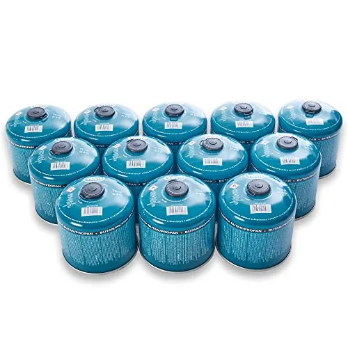 TOM Gaskartuschen 2 x, 4 x, 8 x oder 12 x 500 g Butan Propan Gas - Schraubkartusche Set – Kartuschen mit Sicherheits-Schraubgewinde – Butane Gas Kartusche ideal für Ihren Campingkocher (12 x 500g)