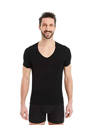 FINN Business Unterhemd Herren V-Ausschnitt Schwarz XXL - Hochwertiges Unterhemd aus Lenzing® Modal für optimalen Tragekomfort. Das federleichte V-Neck Design sorgt für unsichtbaren Sitz unter Hemden und Anzügen und bietet maximale Bewegungsfreiheit im Büro und Alltag.