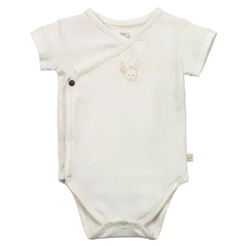 Sterntaler Body Emmi - Unisex Wickel Body aus Baumwoll Jersey - Kurzarm Body mit Esel Emmi Print - Neugeborenen Body seitlich zum Knöpfen - Druckknöpfe im Schritt - Baby Strampler, Ecru, Größe 50