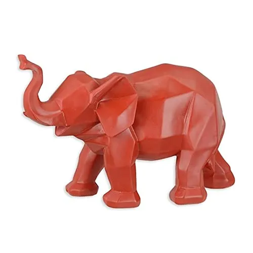 Deko Elefant Figur Skulptur rot Polygonal 27,7 cm