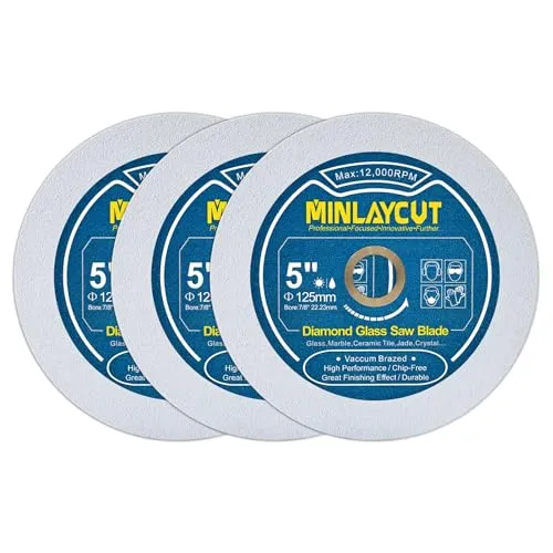 Diamant-Glasschneidescheibe - 3 Stück 5 Zoll für präzises Schneiden - Diamant-Trennscheiben für Winkelschleifer, geeignet für Glas, Marmor und mehr. Hohe Temperaturbeständigkeit und langlebige Vakuumlöttechnik für saubere Schnitte.