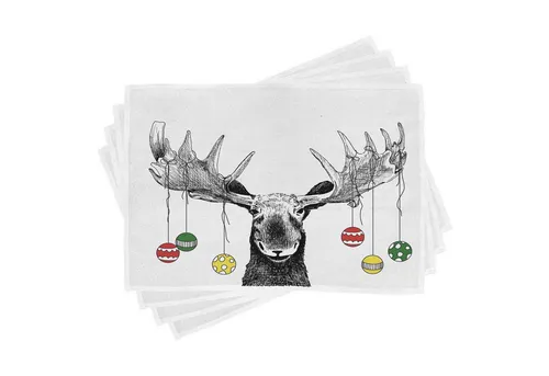 Abakuhaus Platzset Waschbare Stoff Esszimmer Küche Tischdekorations Digitaldruck, (4-teilig, 4-St., Set aus 4x), Weihnachten Flüchtiger Noel Ornament