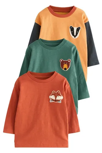 NEXT Jungen Langarmshirts 3er-Pack Ochre Yellow Woodland 68-74 - Trendige Langarmshirts für Jungen im 3er-Pack, ideal für jeden Tag. Hochwertige Verarbeitung und modische Applikationen sorgen für einen lässigen Look.