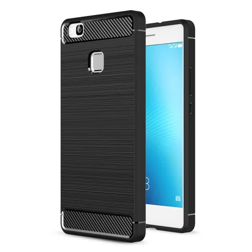 Huawei P9 Lite TPU Case Carbon Fiber Optik Brushed Motiv Schutz Hülle Schwarz