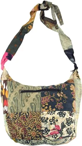 GURU SHOP Patchwork Batik Beutel, Sadhu Bag, Hippie Tasche, Schulterbeutel