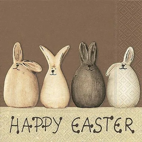 Servietten Ostern Hasen Tischdeko Motiv braun Happy Easter bunnies 33x33cm 20