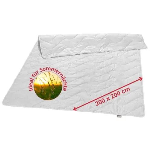 liebling Sommerdecke 200x200, Wildseidendecke 200 x 200, Sommerbettdecke leicht, Seidendecke mit 100% Wildseide, Bezug 100% Baumwolle, Made in EU, Ökotex, waschbar 40 Grad