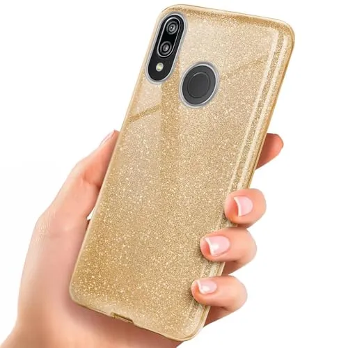 ONEFLOW Glitter Case für Huawei P20 Lite Glitzer Handyhülle mit Kameraschutz, Stylische Hülle Glitzernd, Dünne TPU Schutzhülle für Damen, Glitzerhülle Qi kompatibel, Gold