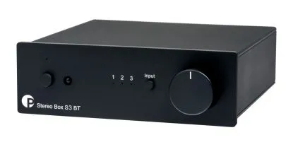 Pro-Ject Stereo Box S3 BT - Ultrakompakter Vollverstärker mit Bluetooth - Hifi-Verstärker mit AptX HD Bluetooth für hochauflösende Audioübertragung und motorisiertem Lautstärkeregler, ideal für hochwertige Klangwiedergabe.