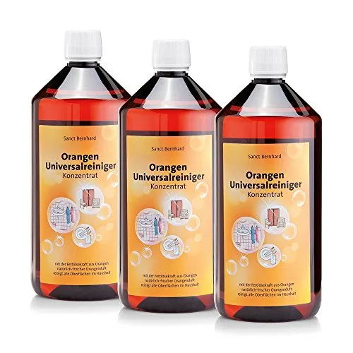 Orangen-Universalreiniger Konzentrat | 3er-Packung | Reinigt alle Oberflächen im Haushalt | Superstarkes, herrlich duftendes Universal-Reinigungskonzentrat | Made in Germany