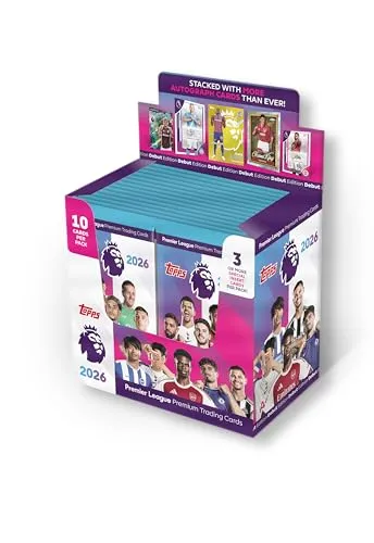 Topps Premier League 2026 - Debüt-Edition Full Box - Sammelkarten-Packs für Sport-Fans, 28 Päckchen mit 280 Karten, darunter 3+ Spezialeinlegekarten pro Packung und exklusive Autogramme von Top-Spielern!