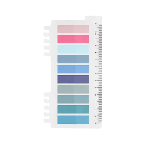 Haftnotizen in Ordinate 200 Stück Transparente Klebezettel, Haftstreifen, Haftmarker, selbstklebend, für Büro, Schule und Markierungen (I - 200 Stück Blue Blush)