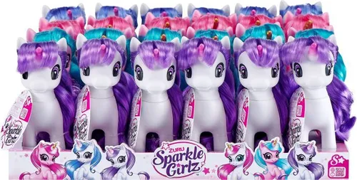 Zuru Sparkle Girlz Sparkle Eenhoorn - Kuscheltiere - Bezauberndes Einhorn mit langen, trendigen Haaren und goldenen Horn, ideal für kreatives Spielen und Styling!