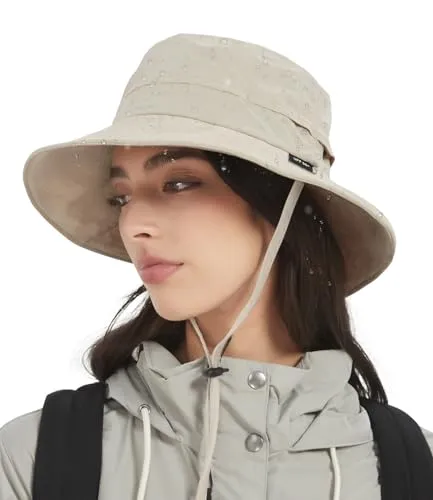Creekstone Regenhut Damen Herren Wasserdicht, Sonnenhut UV Schutz, Floppy Bucket Hat Eimerhut, Outdoor Hut Faltbar für Wandern Fischerhut (DE/NL/SE/PL, Alphanumerisch, Einheitsgröße, Beige)