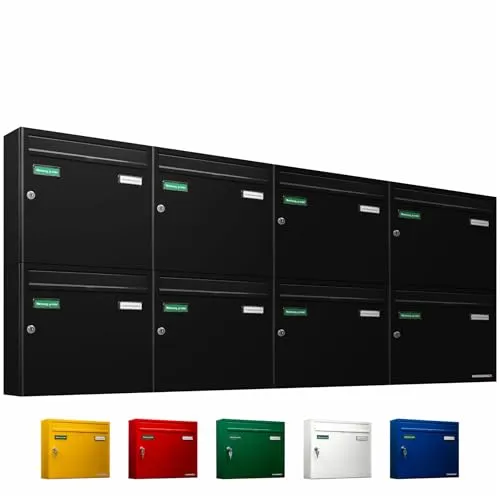 AL Briefkastensysteme Basic 8er Briefkasten in schwarz von AL Briefkastensysteme
